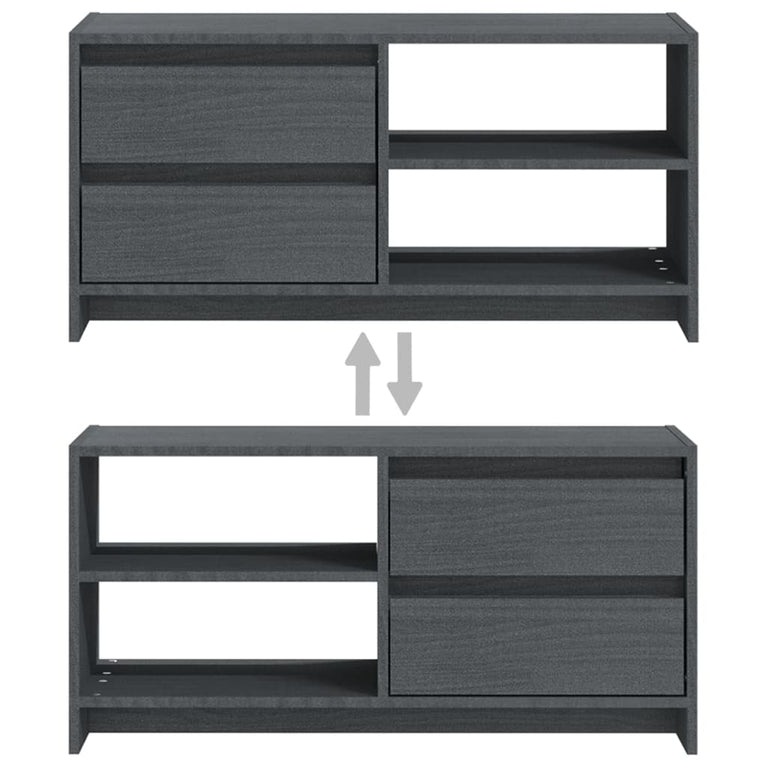 Tv-meubel 80x31x39 cm massief grenenhout grijs MeubelReus