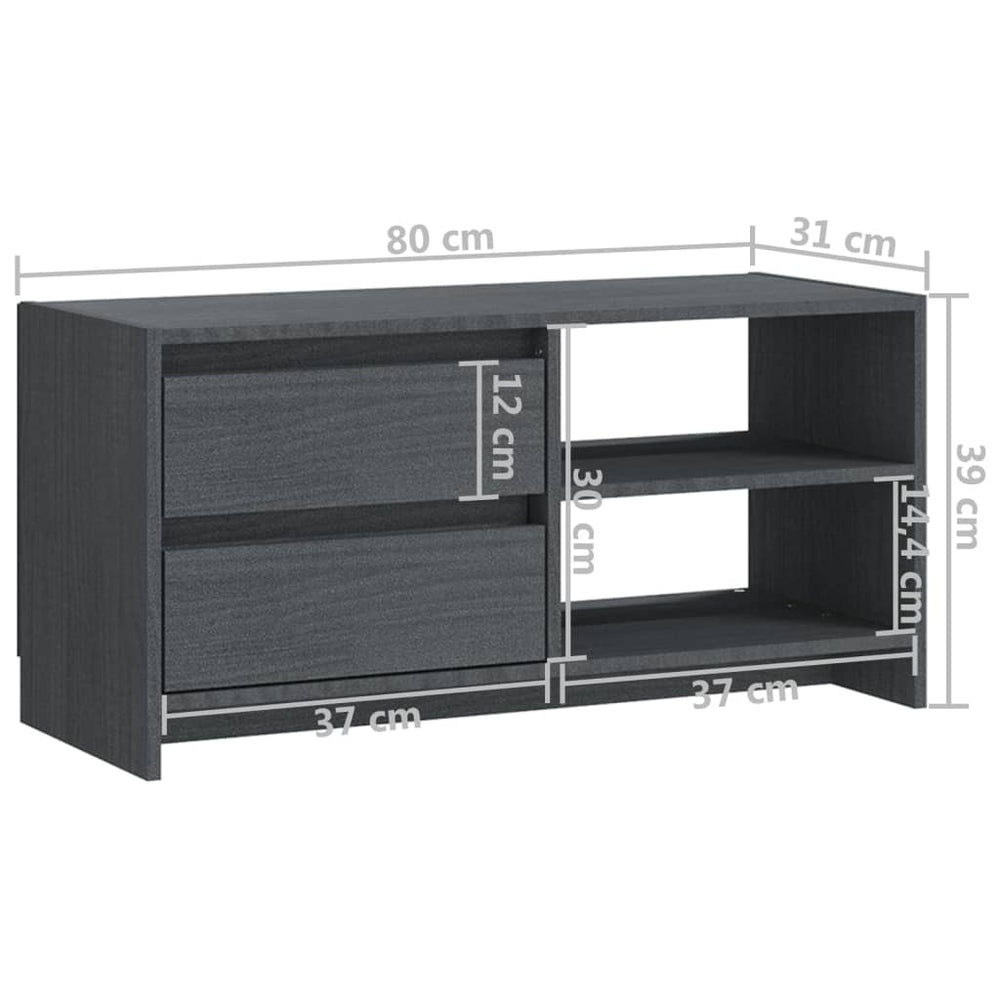 Tv-meubel 80x31x39 cm massief grenenhout grijs MeubelReus