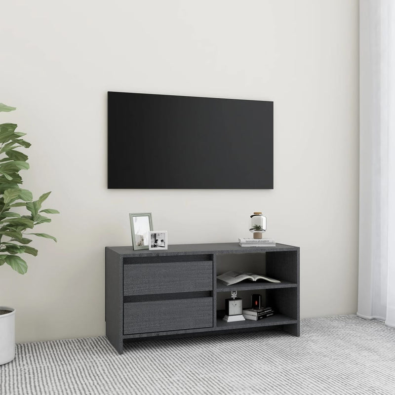 Tv-meubel 80x31x39 cm massief grenenhout grijs MeubelReus