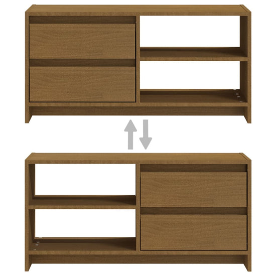 Tv-meubel 80x31x39 cm massief grenenhout honingbruin MeubelReus