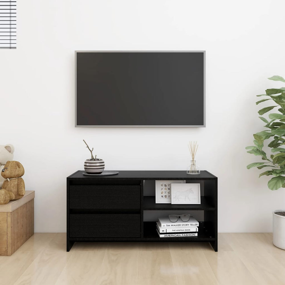 Tv-meubel 80x31x39 cm massief grenenhout zwart MeubelReus