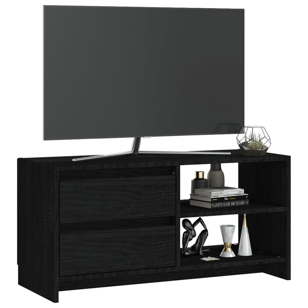 Tv-meubel 80x31x39 cm massief grenenhout zwart MeubelReus