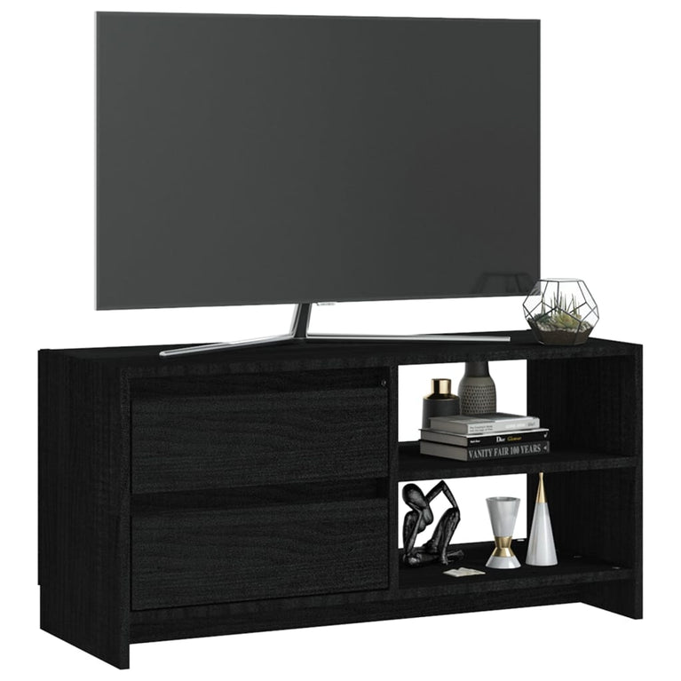 Tv-meubel 80x31x39 cm massief grenenhout zwart MeubelReus