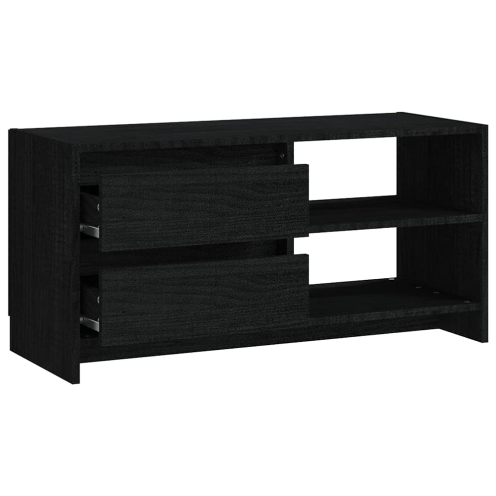 Tv-meubel 80x31x39 cm massief grenenhout zwart MeubelReus