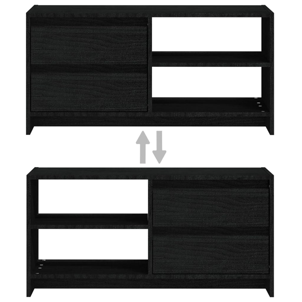 Tv-meubel 80x31x39 cm massief grenenhout zwart MeubelReus