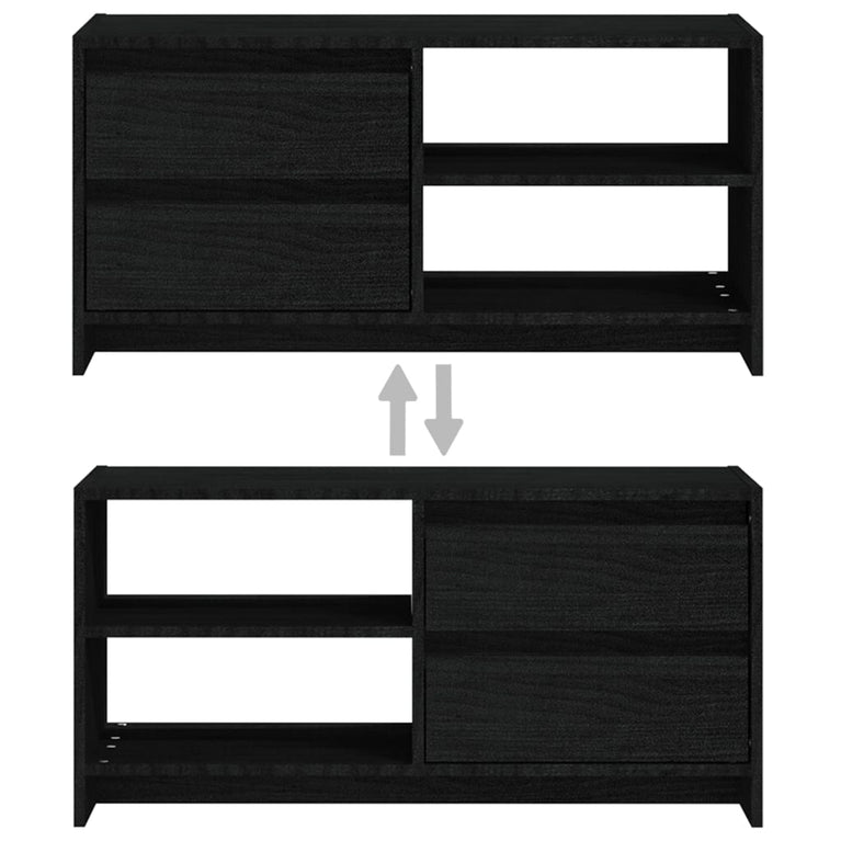 Tv-meubel 80x31x39 cm massief grenenhout zwart MeubelReus