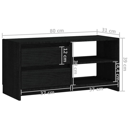 Tv-meubel 80x31x39 cm massief grenenhout zwart MeubelReus