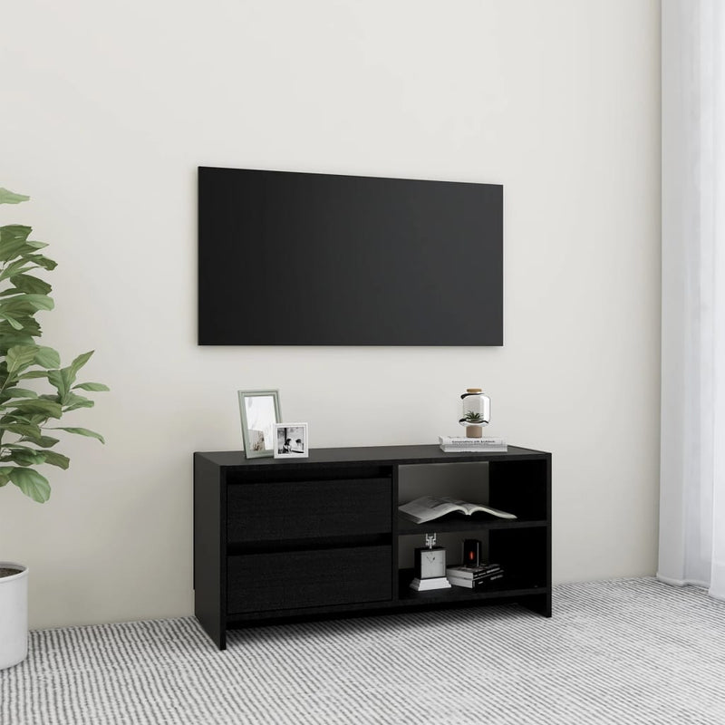 Tv-meubel 80x31x39 cm massief grenenhout zwart MeubelReus