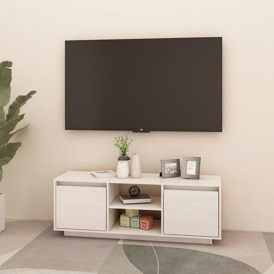 Tv-meubel 110x30x40 cm massief grenenhout wit MeubelReus