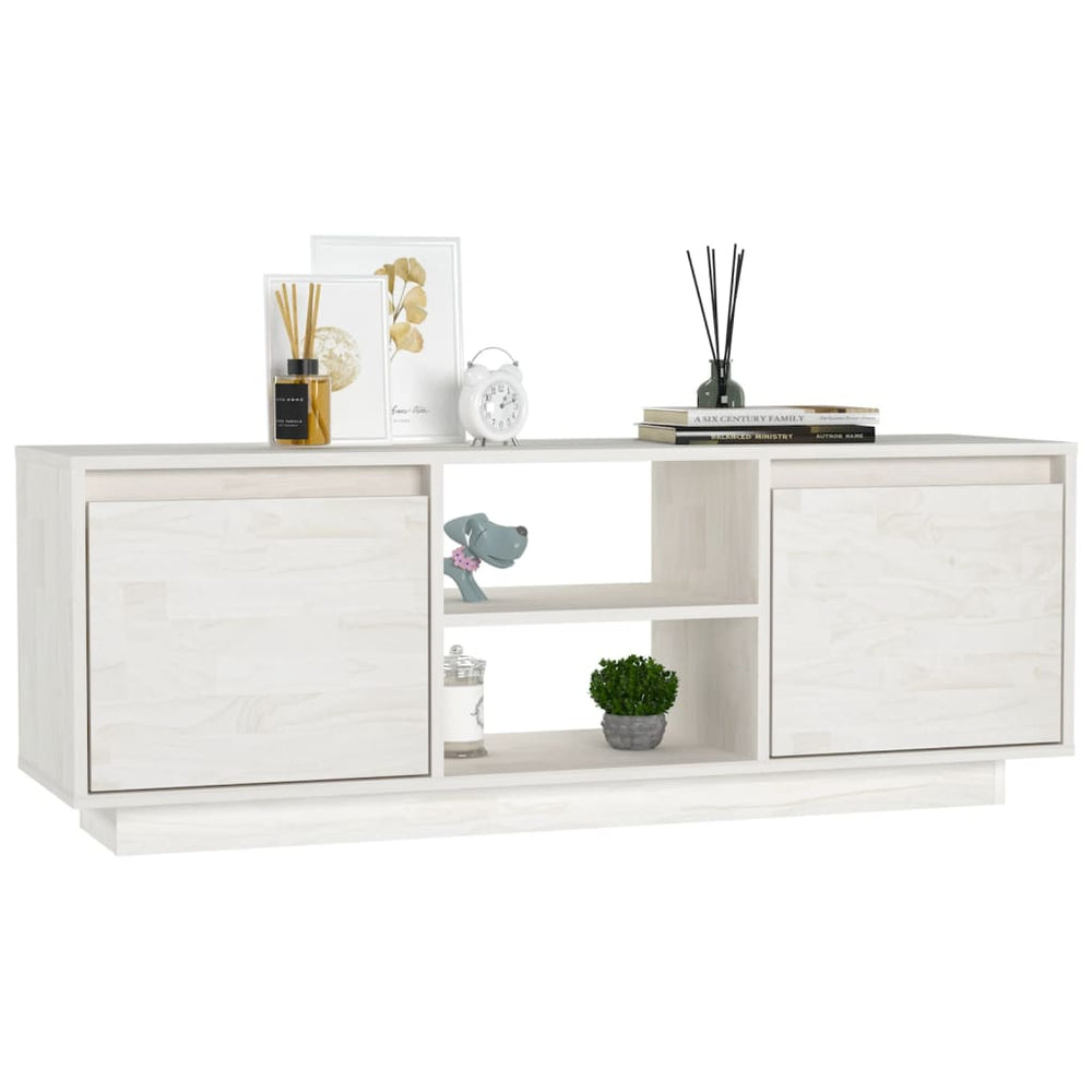 Tv-meubel 110x30x40 cm massief grenenhout wit MeubelReus