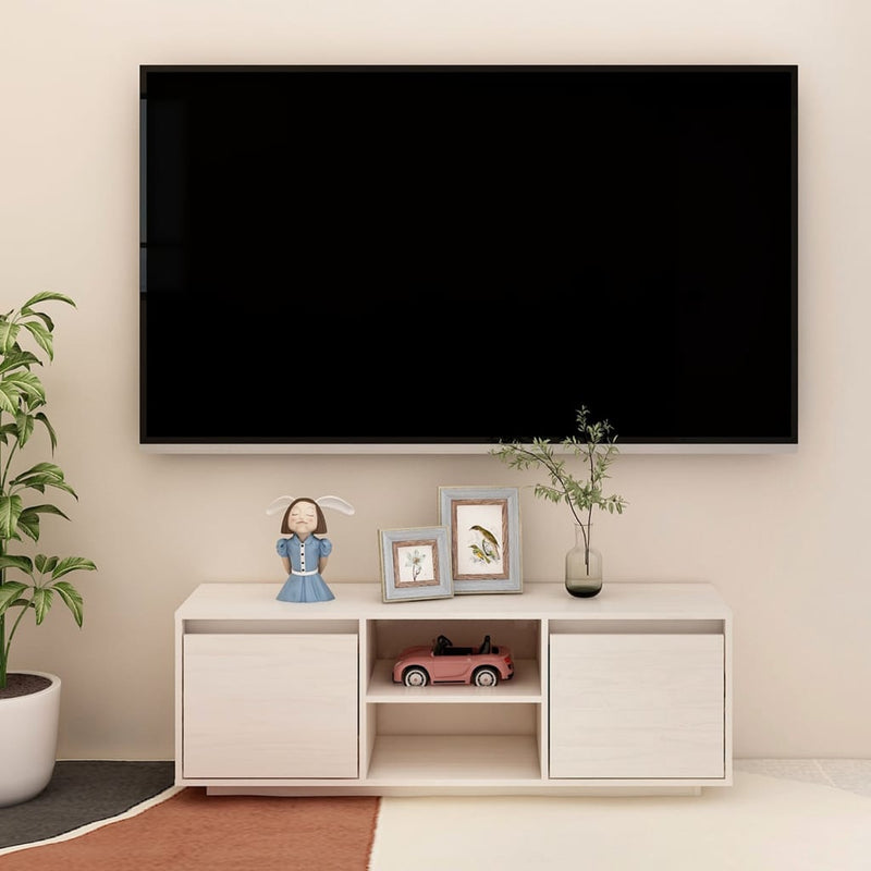 Tv-meubel 110x30x40 cm massief grenenhout wit MeubelReus