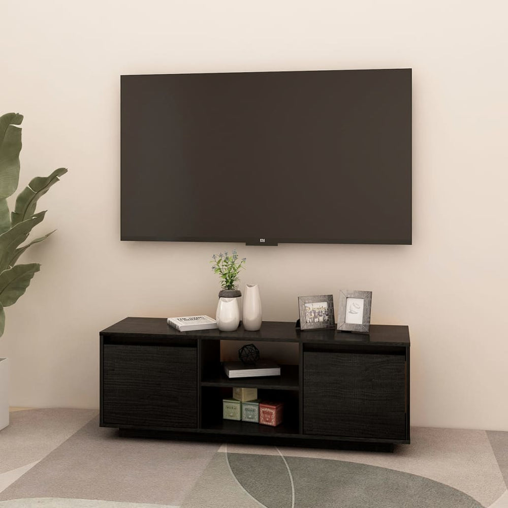 Tv-meubel 110x30x40 cm massief grenenhout zwart MeubelReus