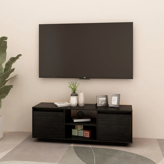 Tv-meubel 110x30x40 cm massief grenenhout zwart MeubelReus