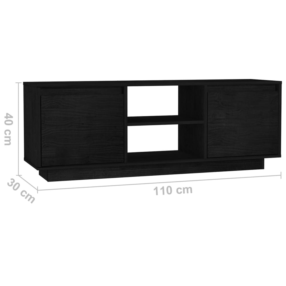 Tv-meubel 110x30x40 cm massief grenenhout zwart MeubelReus