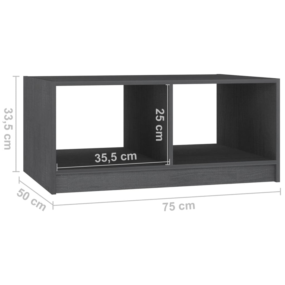 Salontafel 75x50x33,5 cm massief grenenhout grijs MeubelReus