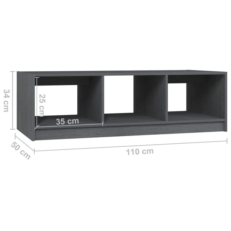 Salontafel 110x50x34 cm massief grenenhout grijs MeubelReus