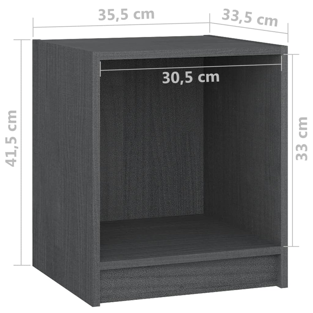 Nachtkastjes 2st 35,5x33,5x41,5 cm massief grenenhout grijs MeubelReus