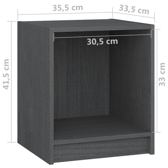 Nachtkastjes 2st 35,5x33,5x41,5 cm massief grenenhout grijs MeubelReus