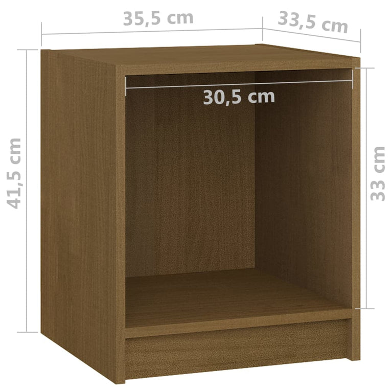 Nachtkastje 35,5x33,5x41,5 cm massief grenenhout honingbruin MeubelReus