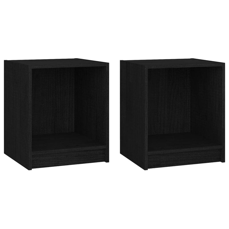 Nachtkastjes 2 st 35,5x33,5x41,5 cm massief grenenhout zwart MeubelReus
