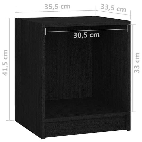 Nachtkastjes 2 st 35,5x33,5x41,5 cm massief grenenhout zwart MeubelReus