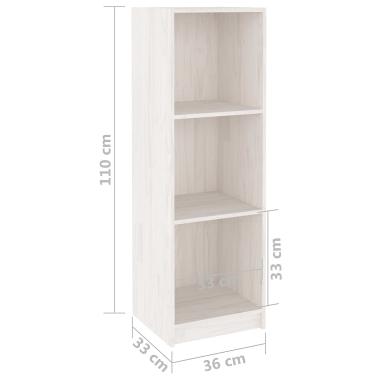 Boekenkast/kamerscherm 36x33x110 cm massief grenenhout wit MeubelReus