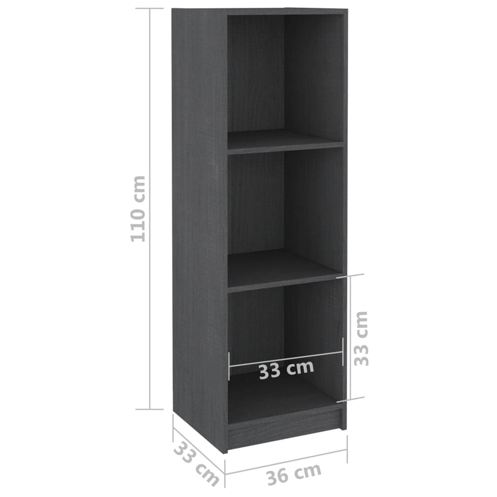 Boekenkast/kamerscherm 36x33x110 cm massief grenenhout grijs MeubelReus