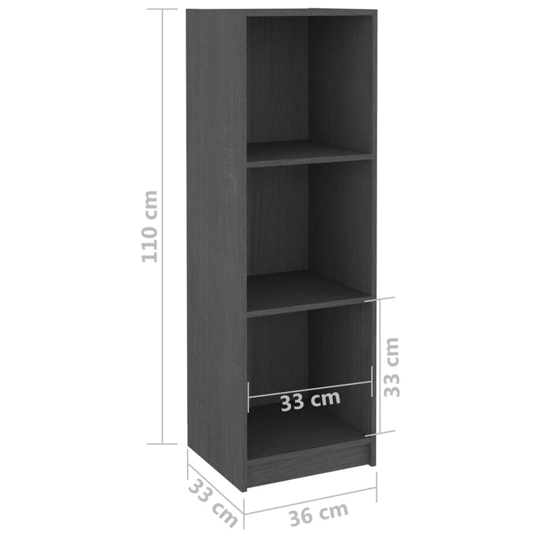 Boekenkast/kamerscherm 36x33x110 cm massief grenenhout grijs MeubelReus