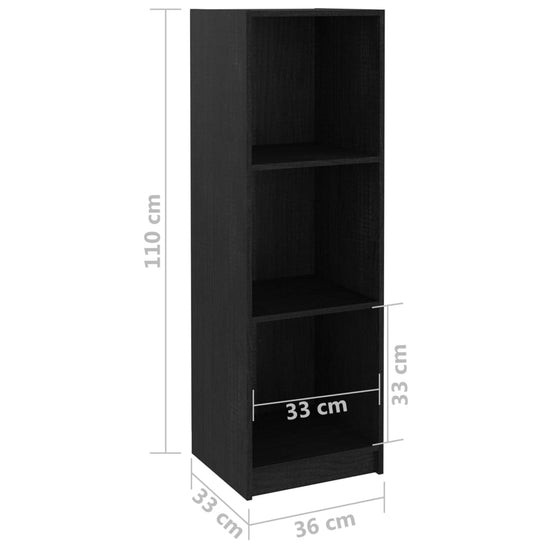 Boekenkast/kamerscherm 36x33x110 cm massief grenenhout zwart MeubelReus