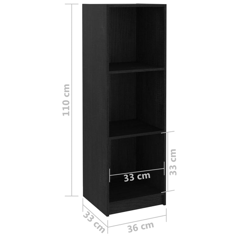 Boekenkast/kamerscherm 36x33x110 cm massief grenenhout zwart MeubelReus