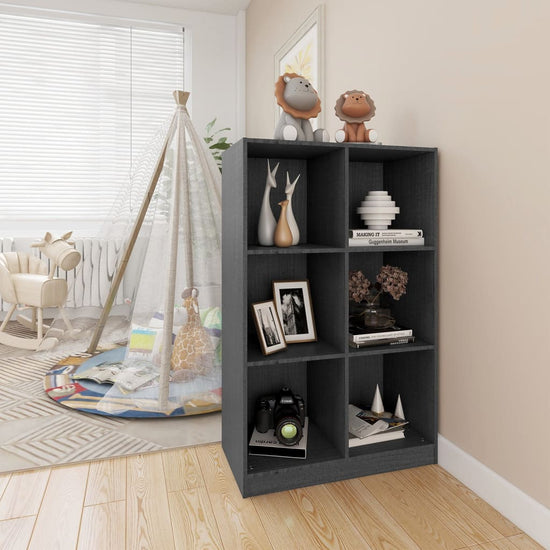 Boekenkast 70x33x110 cm massief grenenhout grijs MeubelReus