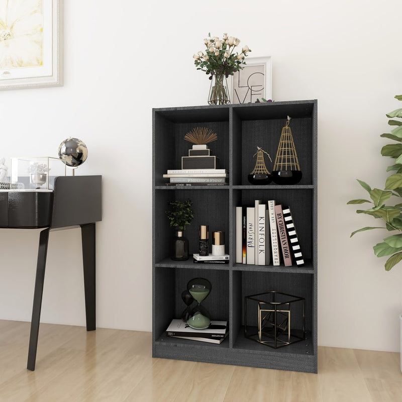 Boekenkast 70x33x110 cm massief grenenhout grijs MeubelReus