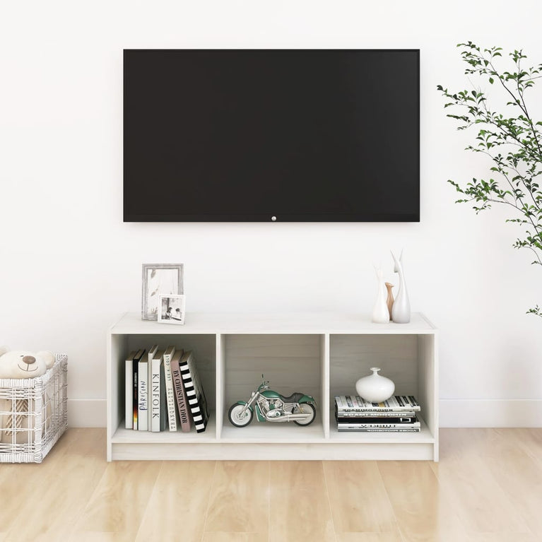 Tv-meubel 104x33x41 cm massief grenenhout wit MeubelReus