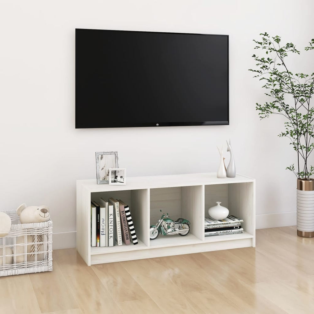 Tv-meubel 104x33x41 cm massief grenenhout wit MeubelReus
