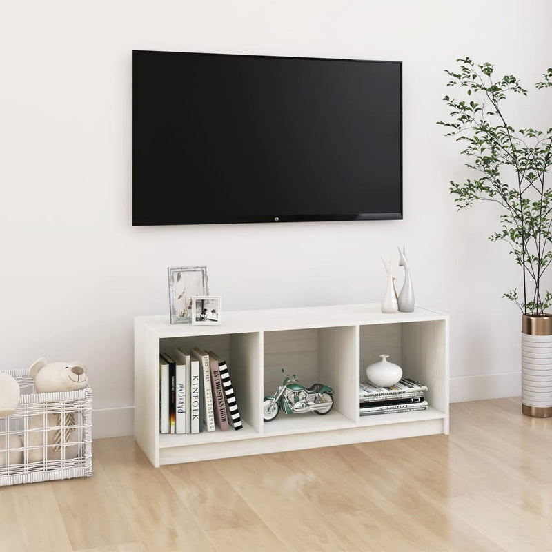 Tv-meubel 104x33x41 cm massief grenenhout wit MeubelReus