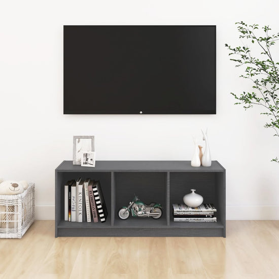 Tv-meubel 104x33x41 cm massief grenenhout grijs MeubelReus