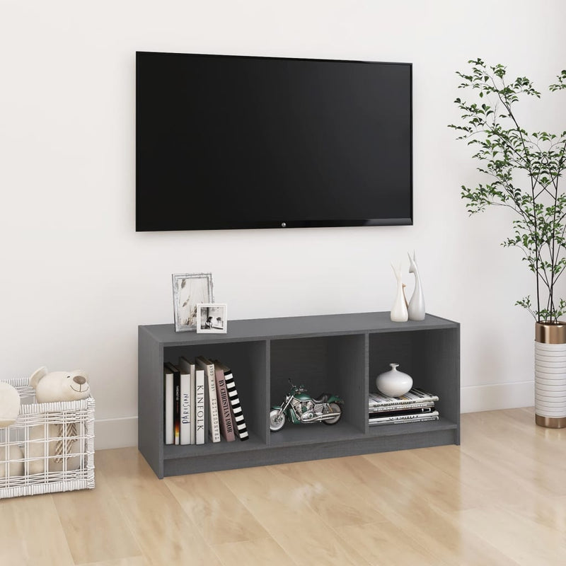 Tv-meubel 104x33x41 cm massief grenenhout grijs MeubelReus