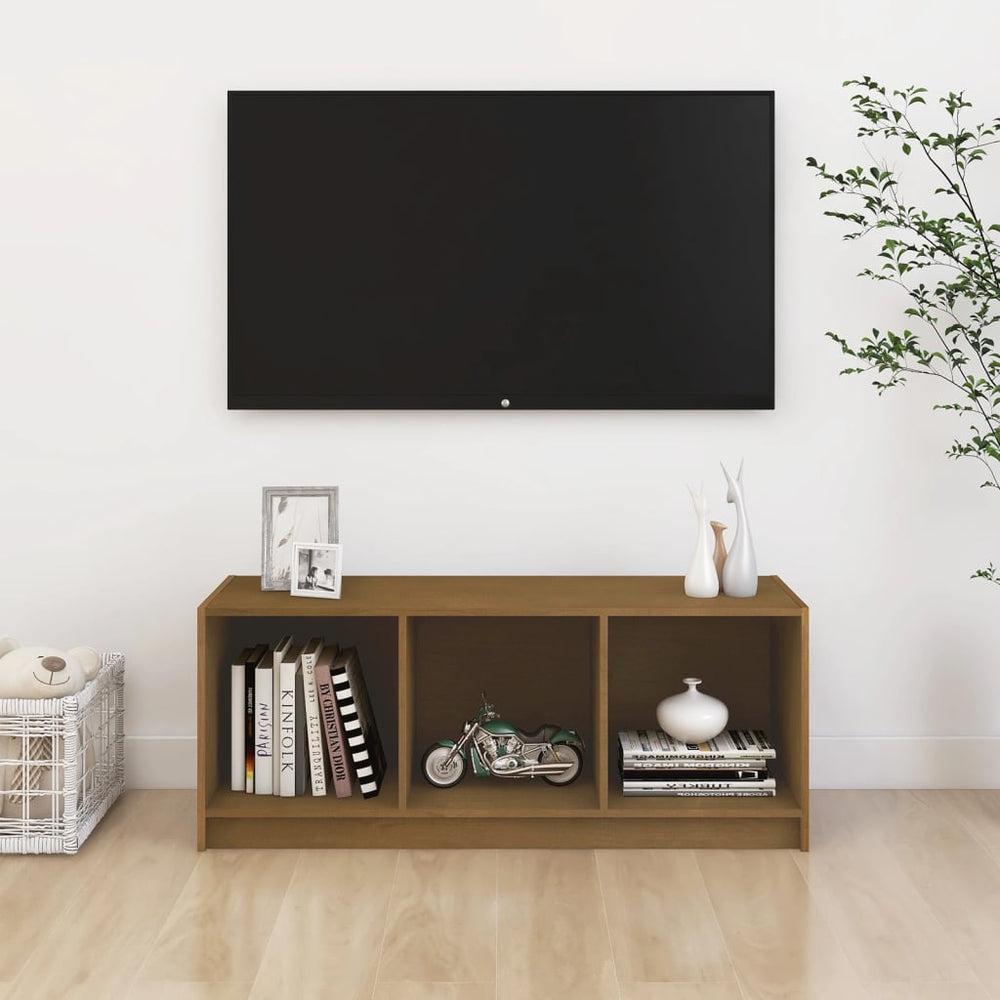 Tv-meubel 104x33x41 cm massief grenenhout honingbruin MeubelReus