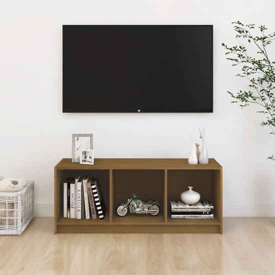 Tv-meubel 104x33x41 cm massief grenenhout honingbruin MeubelReus