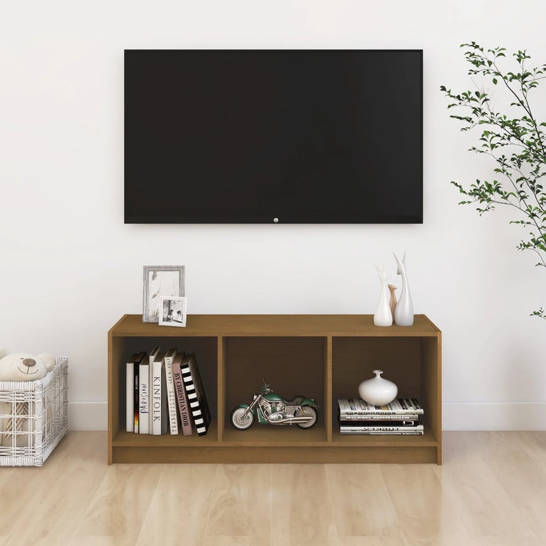 Tv-meubel 104x33x41 cm massief grenenhout honingbruin MeubelReus
