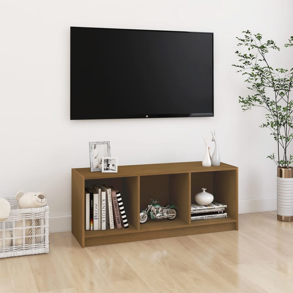 Tv-meubel 104x33x41 cm massief grenenhout honingbruin MeubelReus