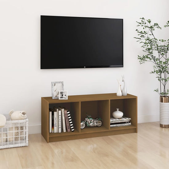 Tv-meubel 104x33x41 cm massief grenenhout honingbruin MeubelReus