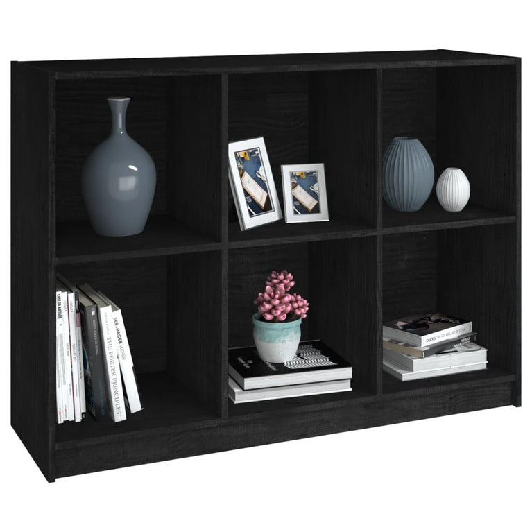 Boekenkast 104x33x76 cm massief grenenhout zwart