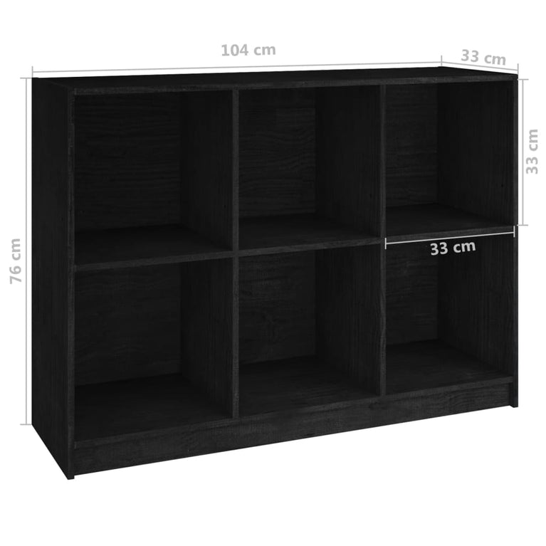 Boekenkast 104x33x76 cm massief grenenhout zwart