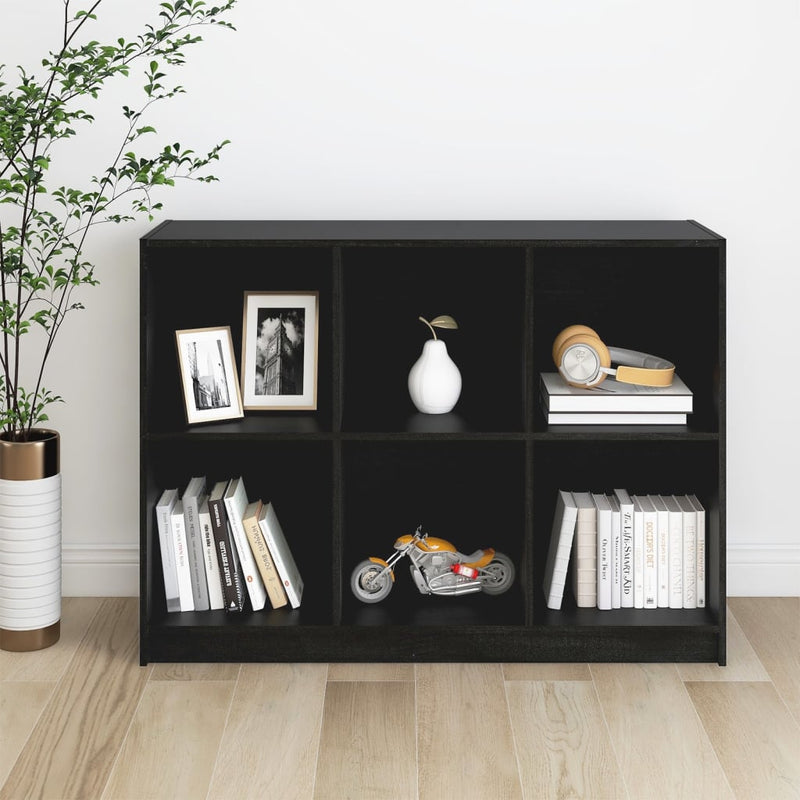 Boekenkast 104x33x76 cm massief grenenhout zwart