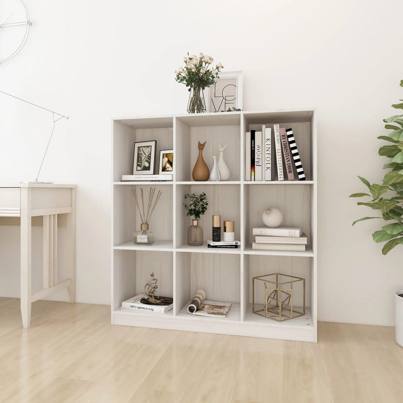 Boekenkast/kamerscherm 104x33,5x110 cm massief grenenhout wit MeubelReus