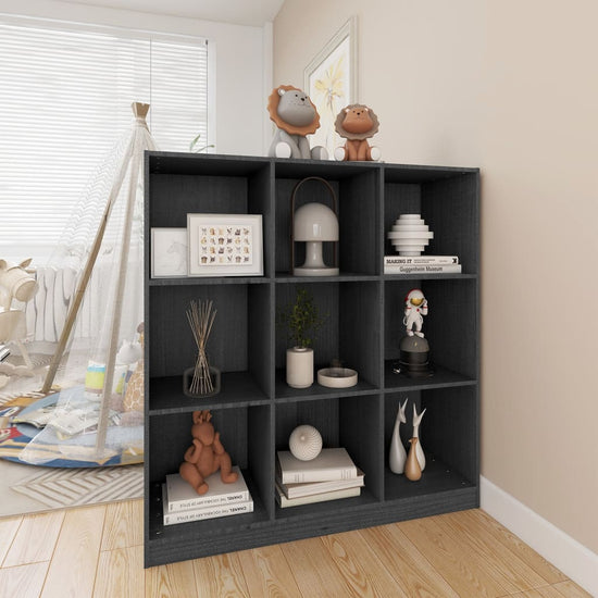 Boekenkast/kamerscherm 104x33,5x110 cm massief grenenhout grijs MeubelReus