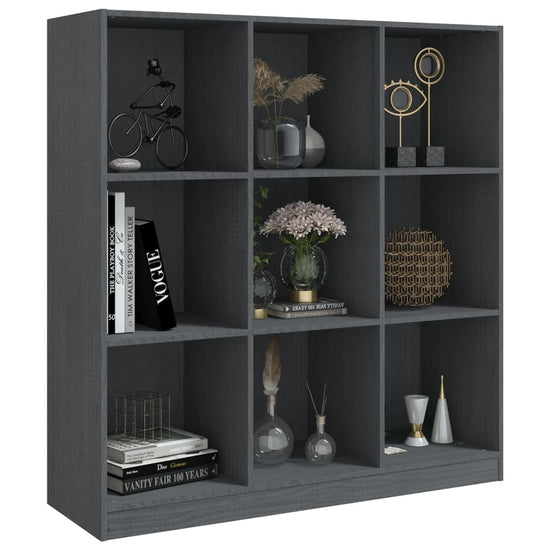 Boekenkast/kamerscherm 104x33,5x110 cm massief grenenhout grijs MeubelReus