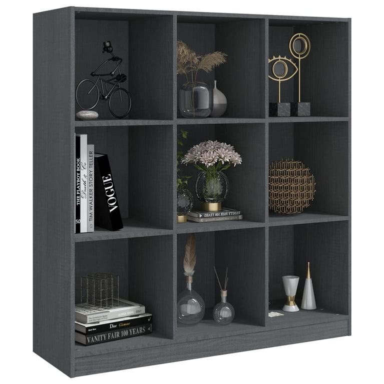 Boekenkast/kamerscherm 104x33,5x110 cm massief grenenhout grijs MeubelReus