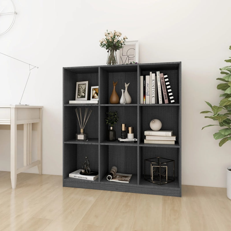 Boekenkast/kamerscherm 104x33,5x110 cm massief grenenhout grijs MeubelReus